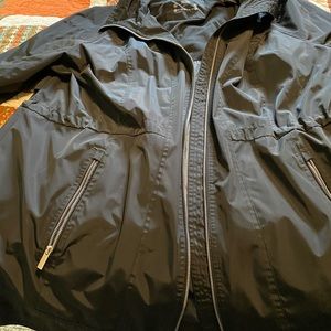 Calvin Klein raincoat, highlow hem